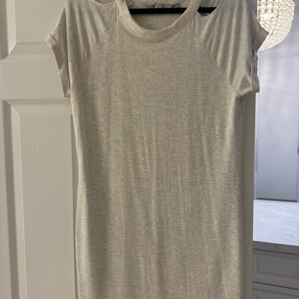 Athleta Gray Cold Shoulder Midi Dress